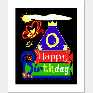 Happy Birthday Alphabet Letter (( o )) You are the best today Posters and Art